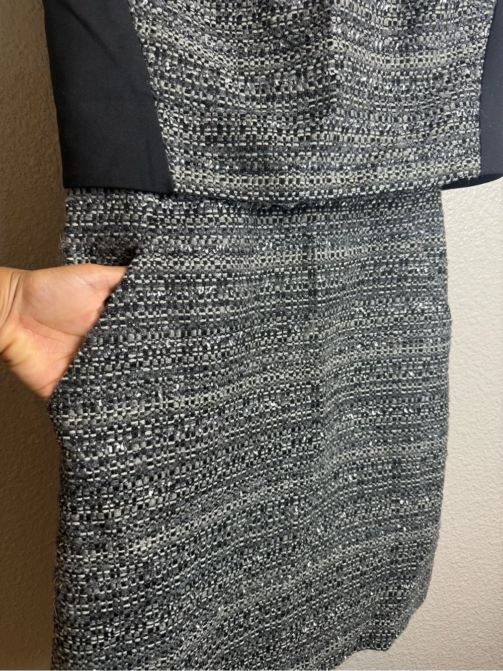Tory Burch Deandra Gray Tweed Metallic Dress Size 4